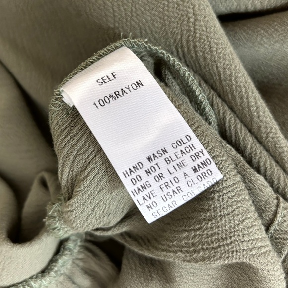 Easel Boho Green Olive Ruffle Long Sleeves Midi Dress Size Large - Picture 11 of 11